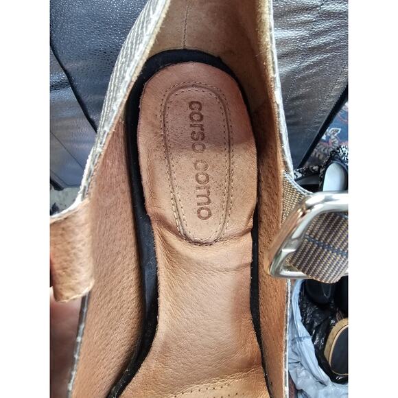 Corso Como Peep Toe Mary Jane Leather Pumps Heels Metallic Snakeskin Size 8 - Picture 5 of 6